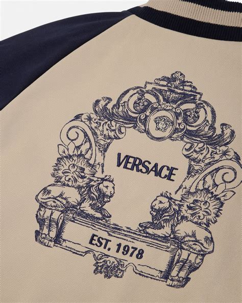 Versace Logo Kids Bomber Jacket Beige,Print 